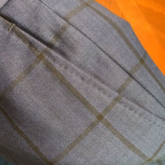 SUPER 150’s wool dress pants window pane black/navy superfine Australian wool - Picture 7 of 11